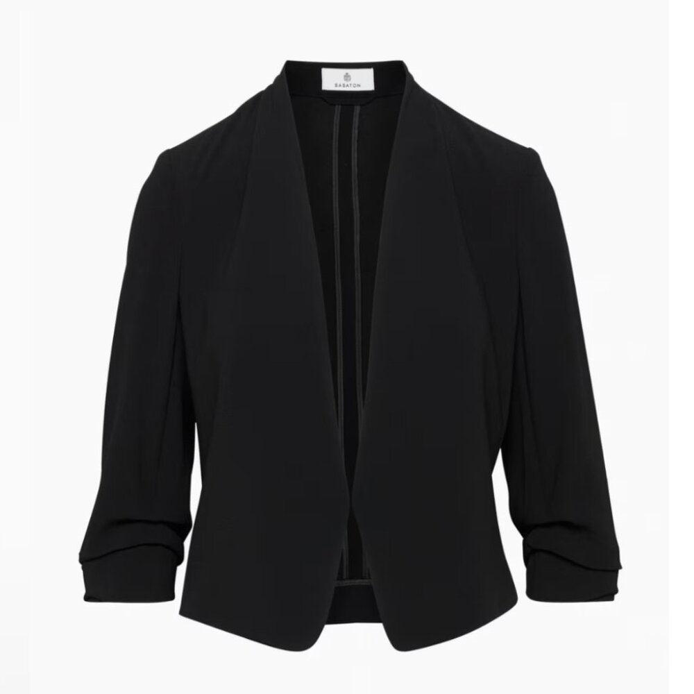 Aritzia Babaton  Power Waist Blazer Sz 00 Black Open-front Slim Fit